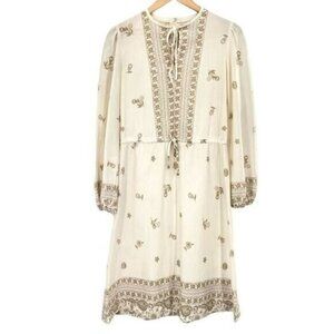 Vintage 70s Melissa Lane Cream Floral Dress